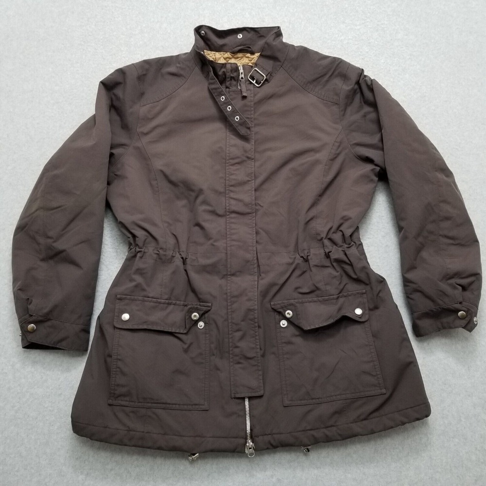 Lands End Womens Jacket Large Brown Pockets Full Zip